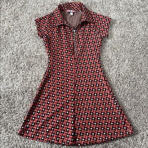 Urban Outfitters Arlo Geometric Patterned Zip-Up Collared Dress